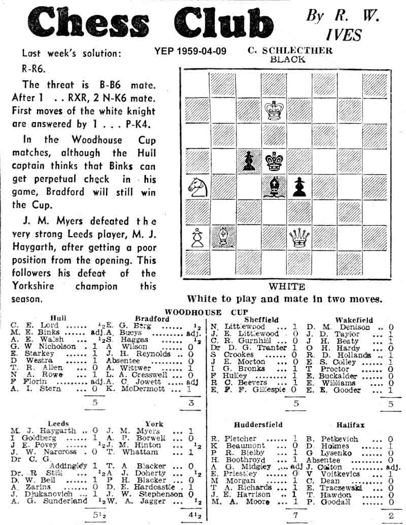 2 April, Yorkshire Evening Post, chess column