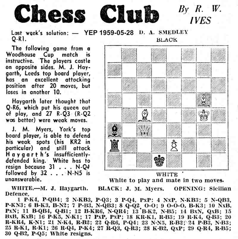 28 May 1959, Yorkshire Evening Post, chess column