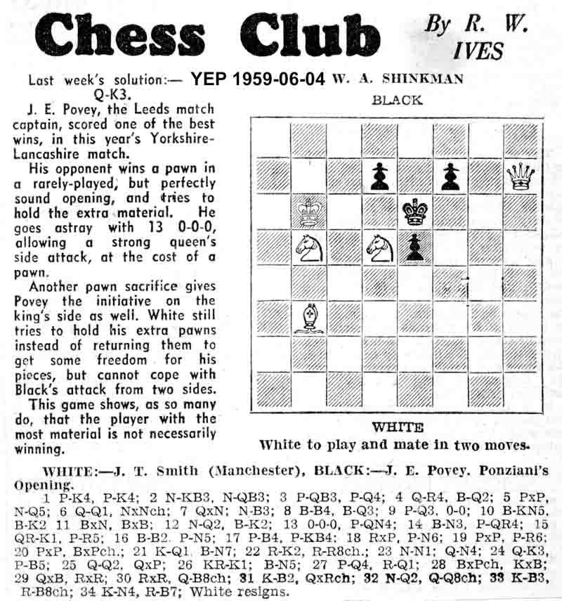 4 June 1959, Yorkshire Evening Post, chess column