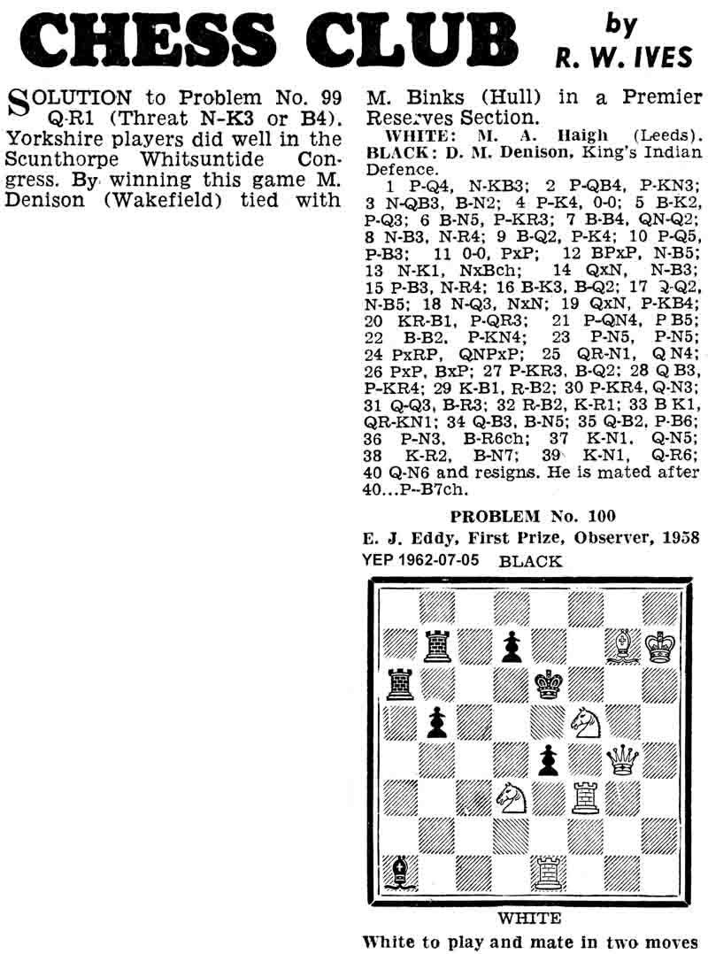 5 July 1962, Yorkshire Evening Post, chess column