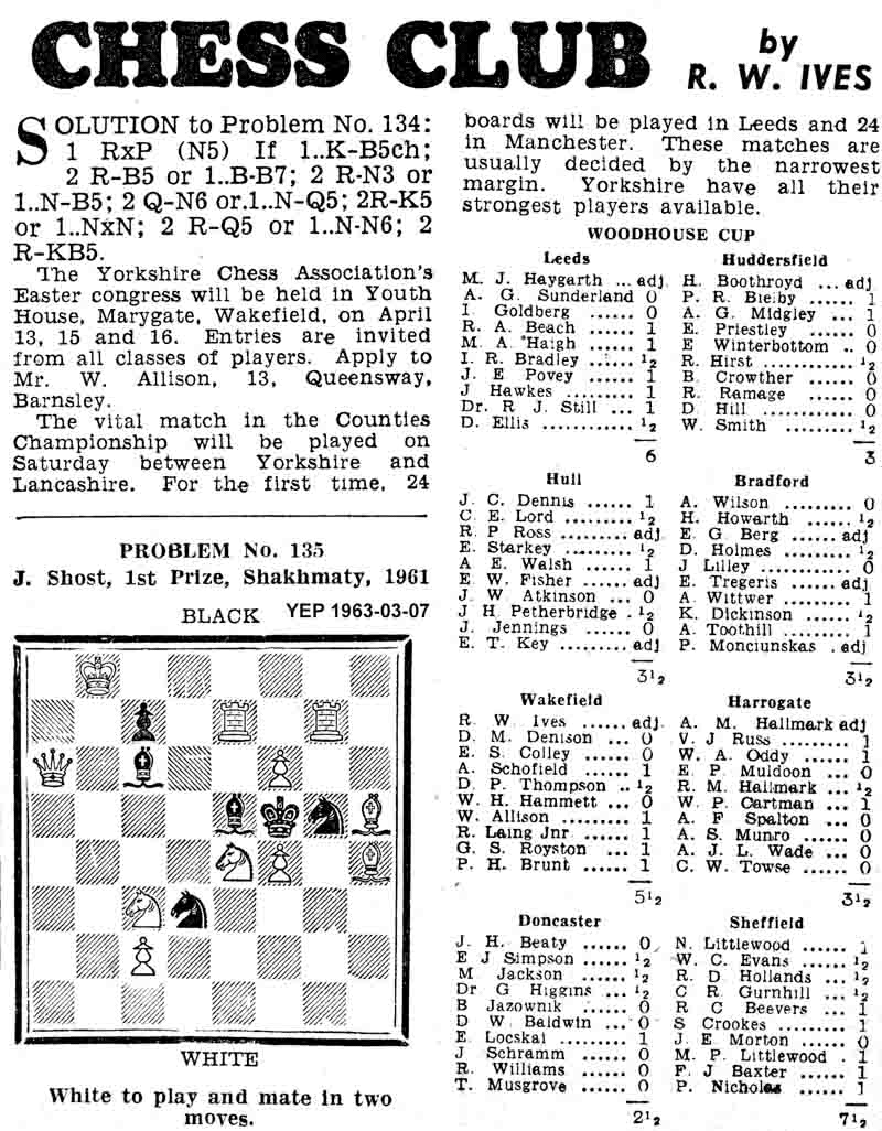 7 March 1963, Yorkshire Evening Post, chess column