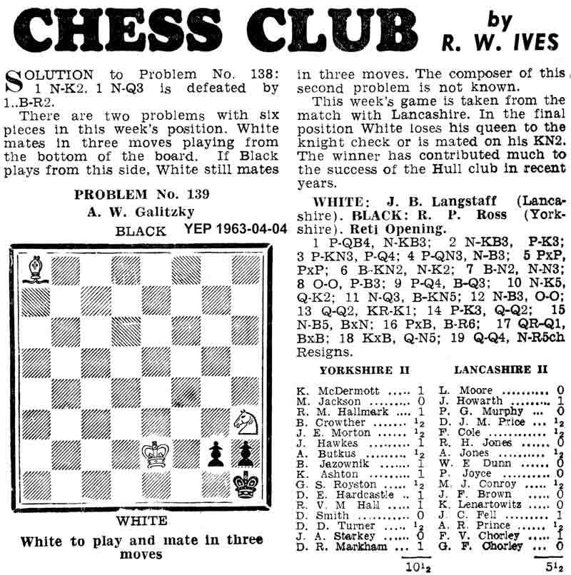 4 April 1963, Yorkshire Evening Post, chess column