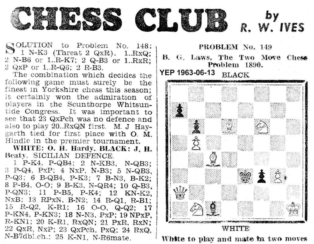 23 June 1960, Yorkshire Evening Post, chess column