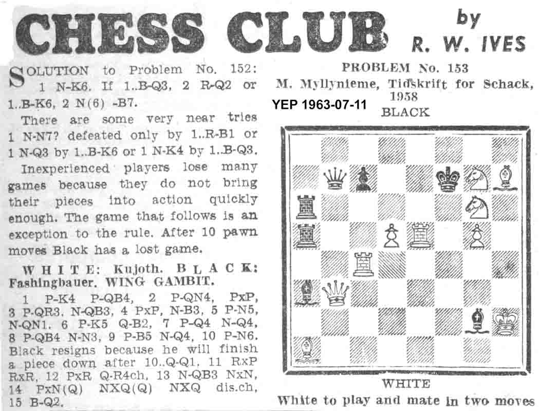 23 June 1960, Yorkshire Evening Post, chess column