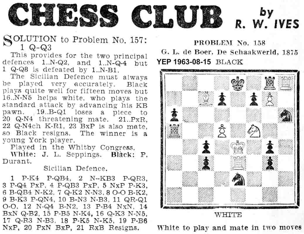 23 June 1960, Yorkshire Evening Post, chess column