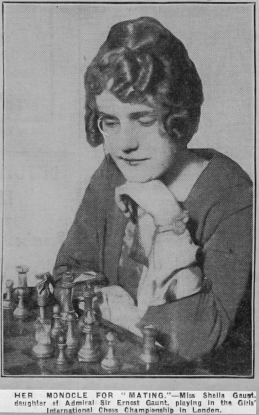 1928 Sheila Gaunt wearing a monocle