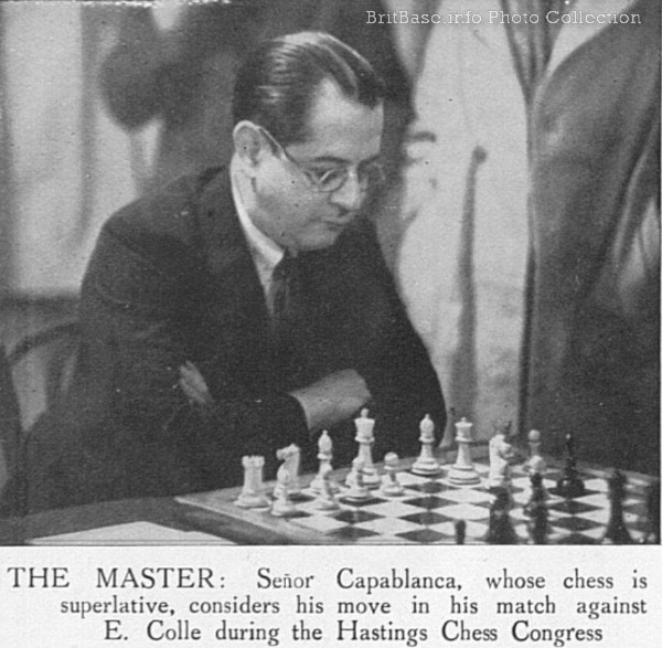 Capablanca in play in round 1 of the 1930/31 Hastings Premier, 29 December 1930
