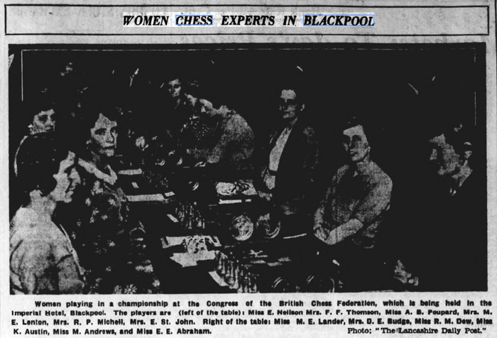 1937 British Ladies Chess Championship photo