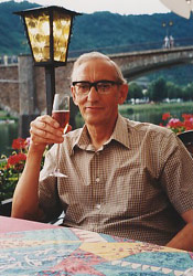 Richard Furness (photo chosen by himself). He requested that the following message be shown by its side: "Cheers, best wishes and good health. Thanks for the memories. Richard" (Photo taken at Cochem, Moselle Valley, June 2003 - three weeks prior to becoming ill)