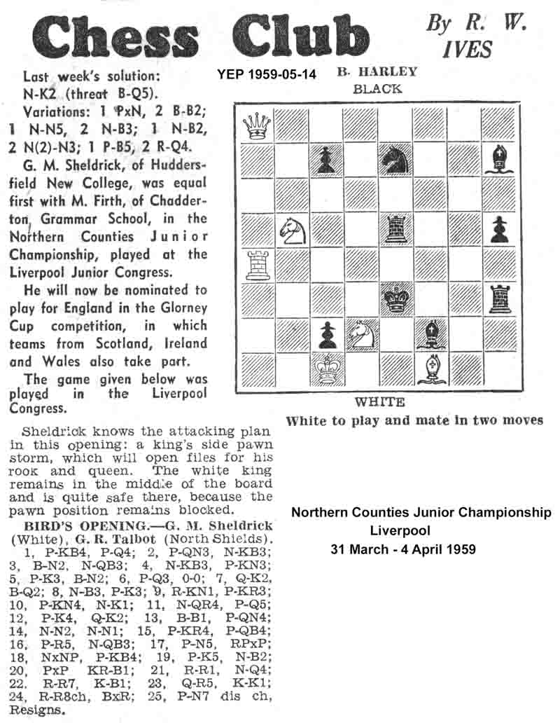 14 May 1959, Yorkshire Evening Post, chess column