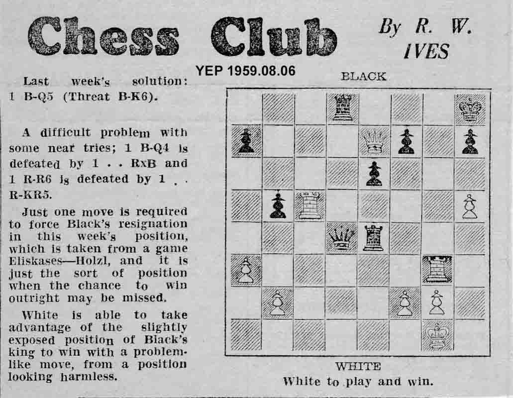 30 July 1959, Yorkshire Evening Post, chess column