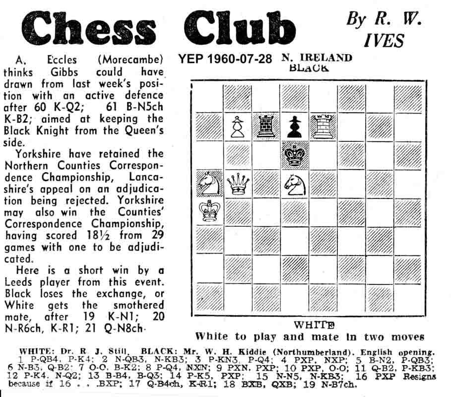 28 July 1960, Yorkshire Evening Post, chess column