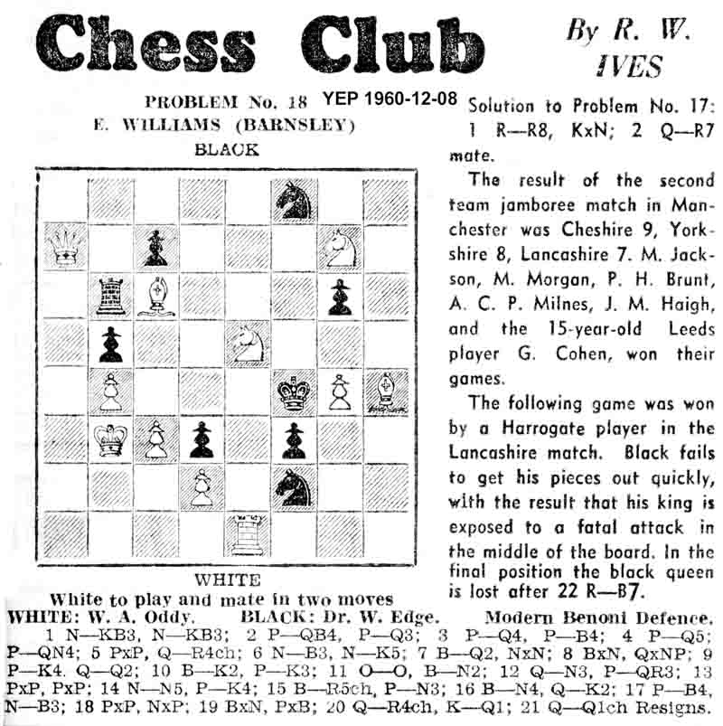 8 December 1960, Yorkshire Evening Post, chess column
