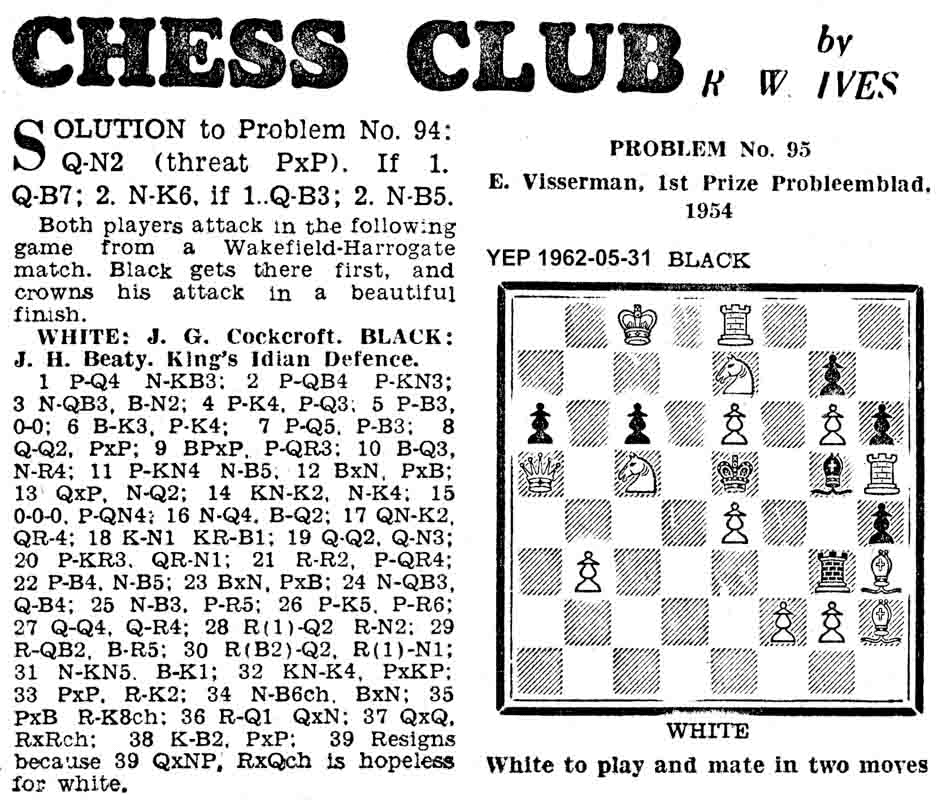 31 May 1962, Yorkshire Evening Post, chess column