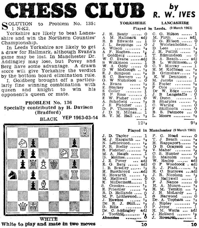 7 March 1963, Yorkshire Evening Post, chess column